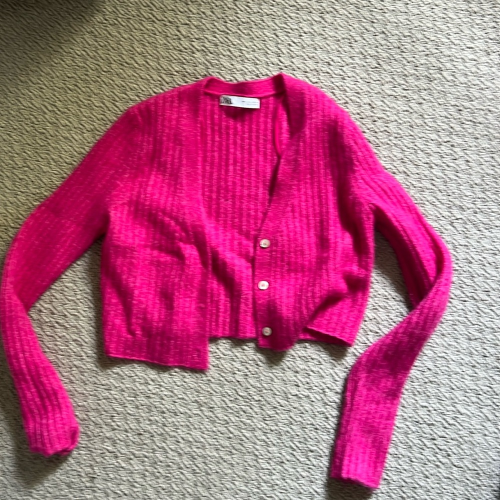 Hot pink Zara cardigan